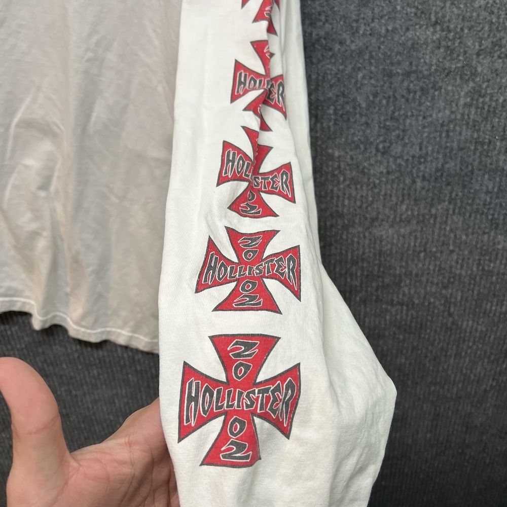 Vintage Hollister Motorcycle Rally 2002 T Shirt Mens XL White Long Sleeve WCC - Picture 5 of 9